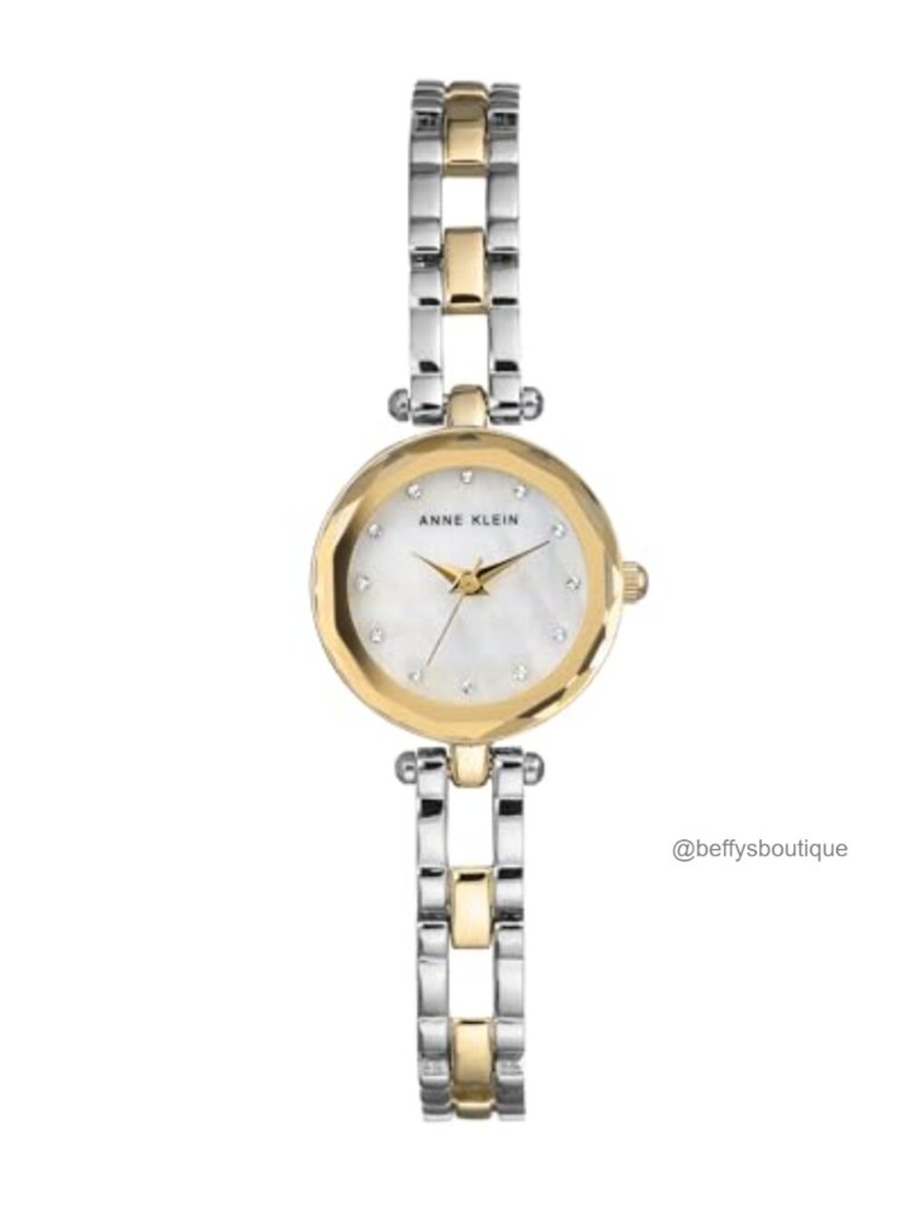 Crystal Accented Open Bracelet Watch Mother of Pearl Dial Adjustable